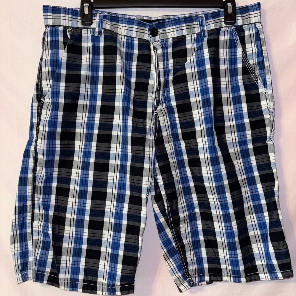 South Pole Blue and Black Checkered Shorts
